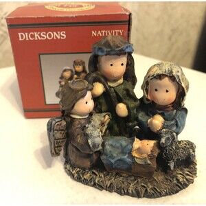 Vintage Dicksons Mini 3" Nativity Decor Christmas IN BOX Holiday